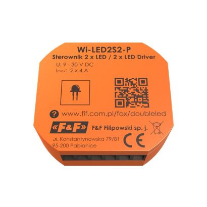 2 kanałowy sterownik wifi do światła LED 12/24 V o obciążalności do 4 A na kanał