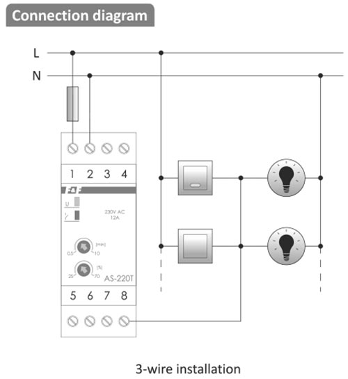 Staircase lighting timer with switch-off indication AS-220T