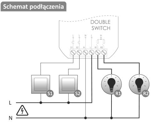 Schemat podłączenia modułu Double Switch dla systemu FOX