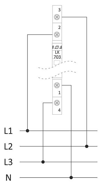 Lampka kontrolna LK-703 schemat podłączenia