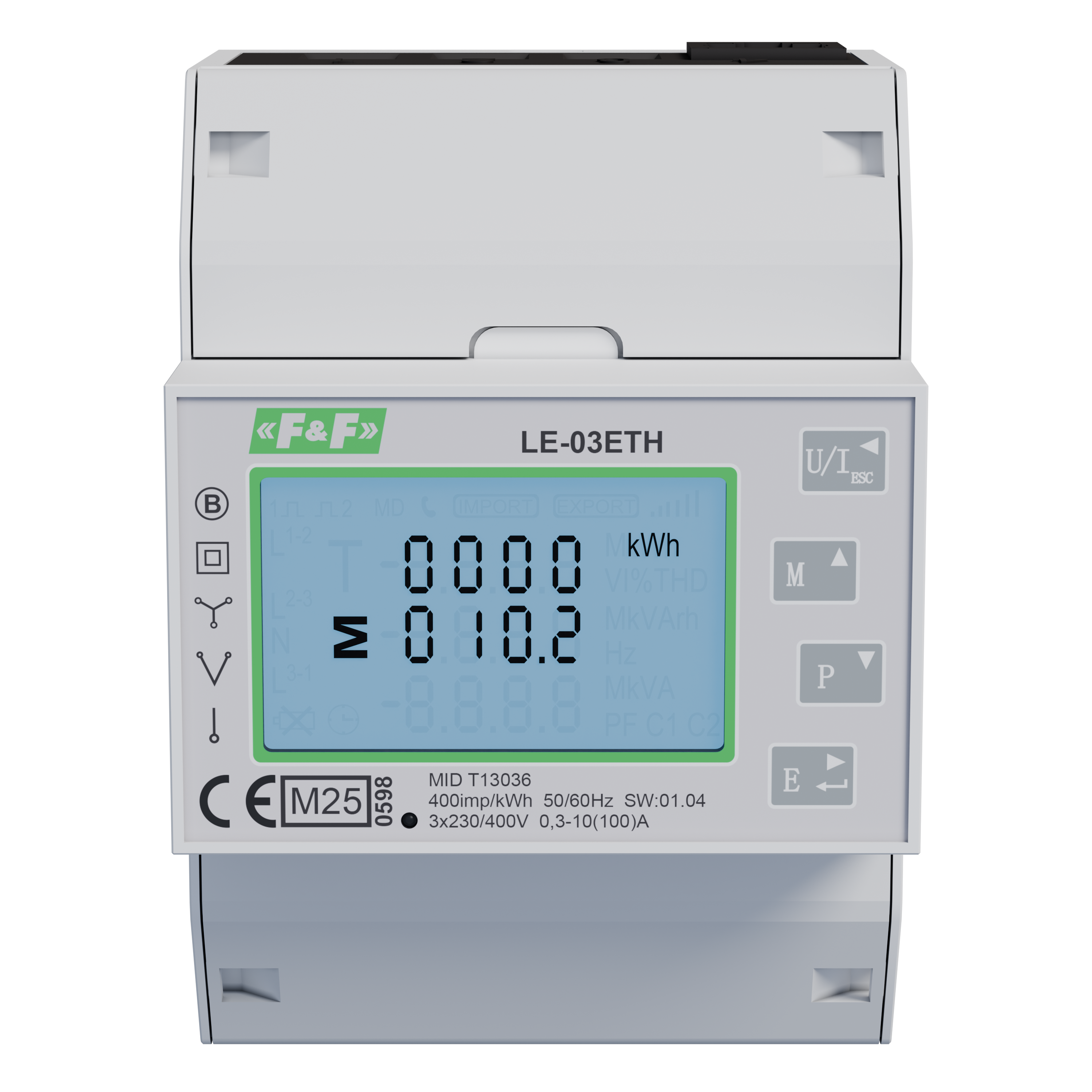 Product: LE-03ETH TRÓJFAZOWY LICZNIK, POMIAR BEZPOŚREDNI 100A, KOMUNIKACJA MODBUS TCP, MID