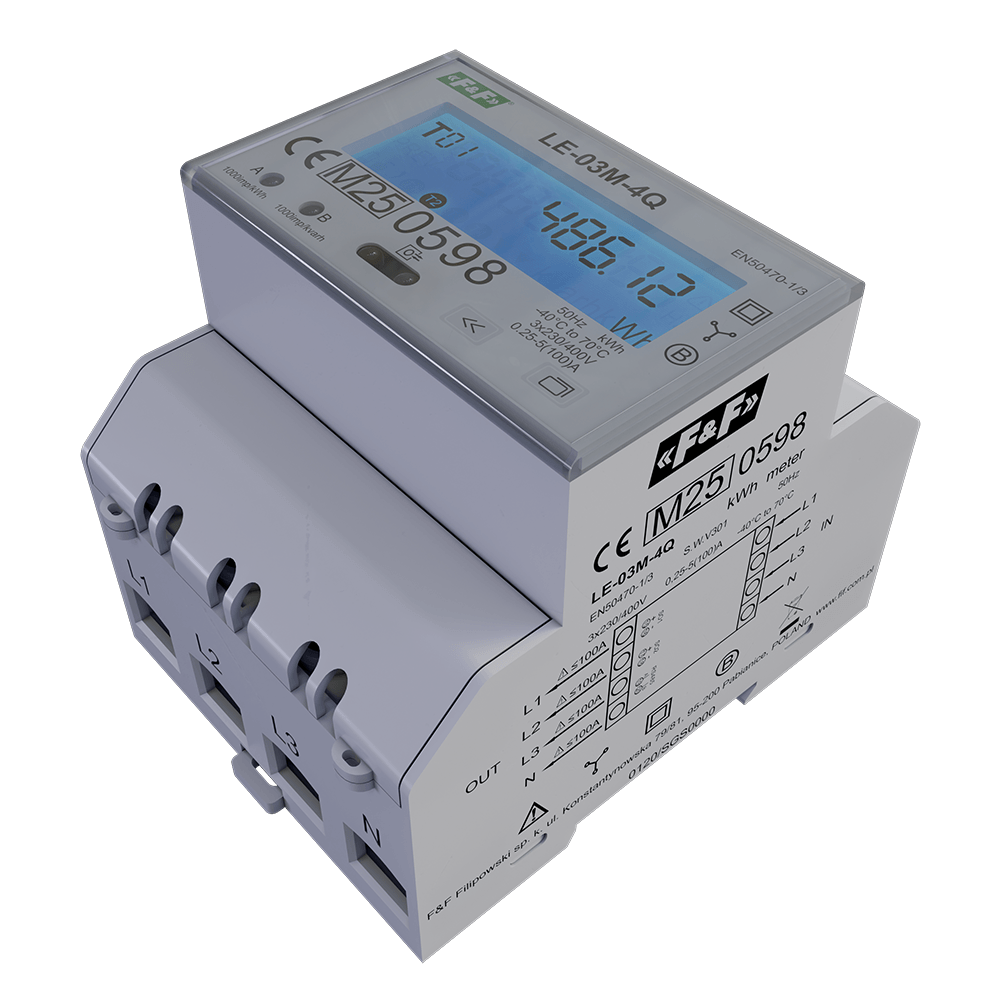 LE-03M-4Q- 3-fazowy, 2-kierunkowy, 4-kwadrantowy licznik zużycia energii
elektrycznej
